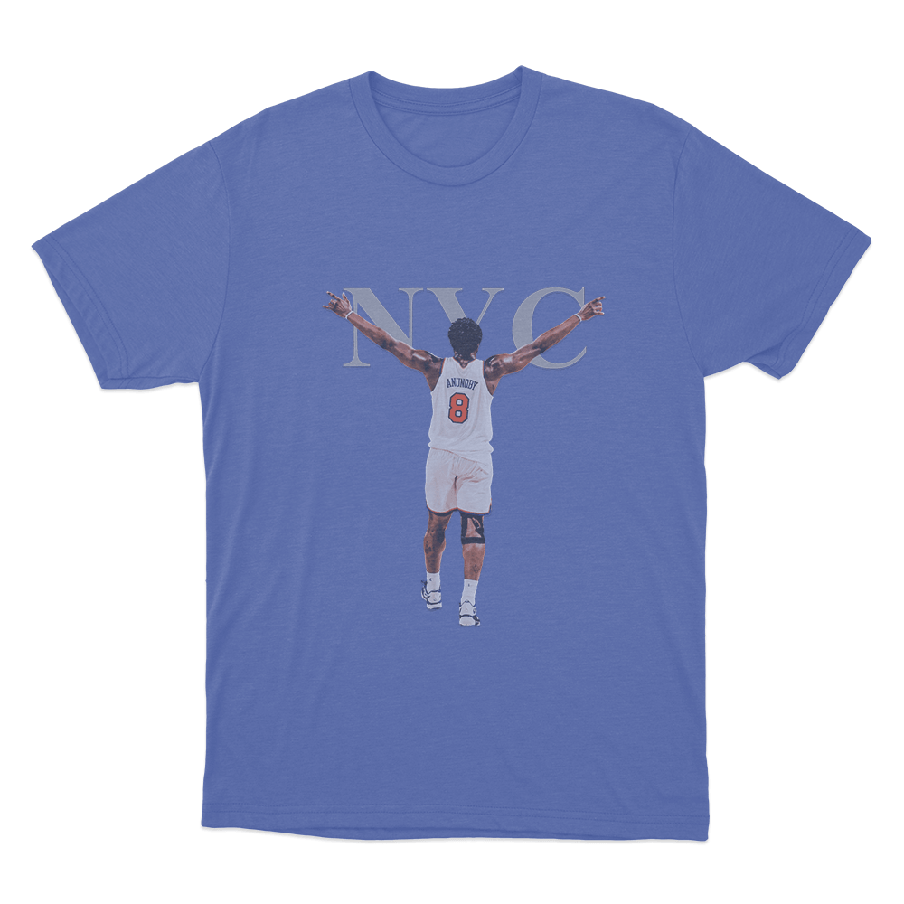 NYC Victory Pose OG Unisex T Shirt Blue NYC Victory Pose OG Unisex T Shirt Blue
