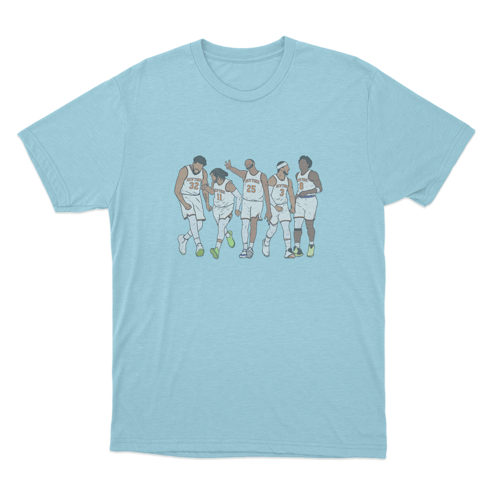 New York Starting Five Unisex T Shirt Sky Blue New York Starting Five Unisex T Shirt Sky Blue