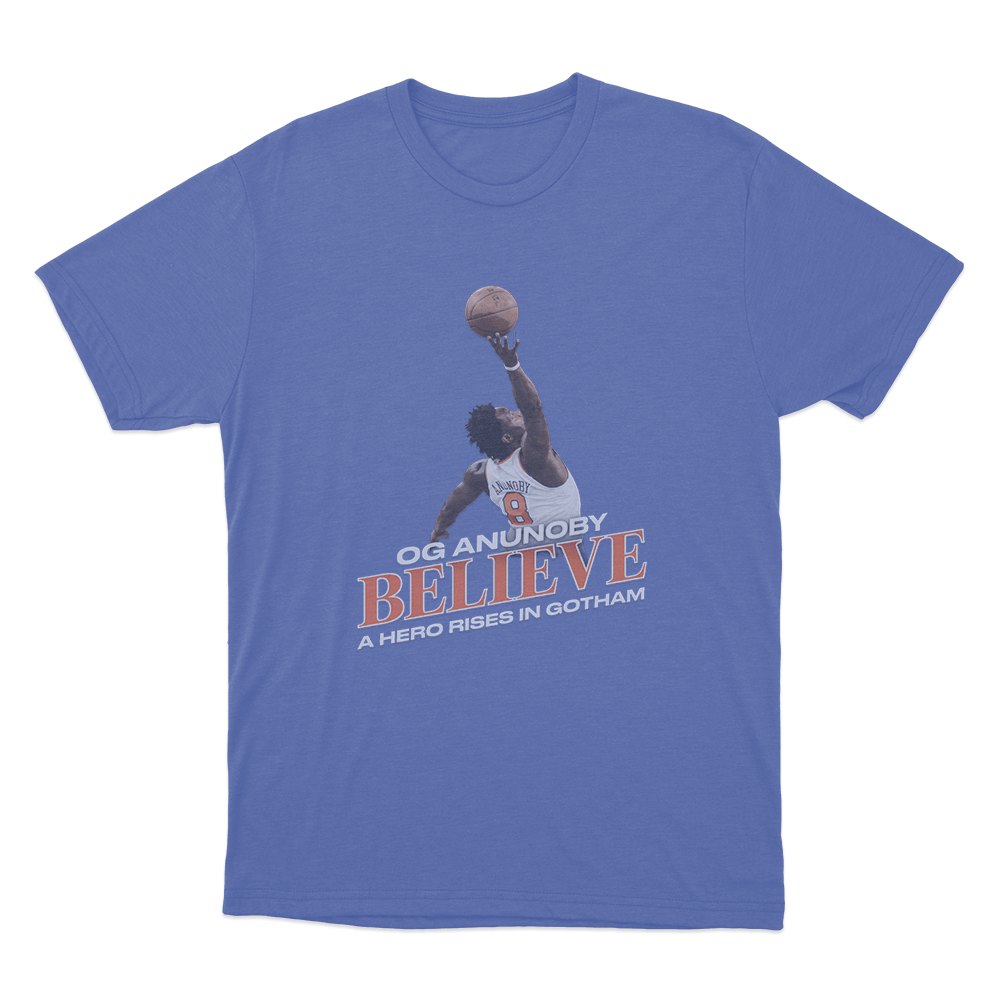 OG Anunoby Believe Hero Rises Unisex T Shirt Blue OG Anunoby Believe Hero Rises Unisex T Shirt Blue