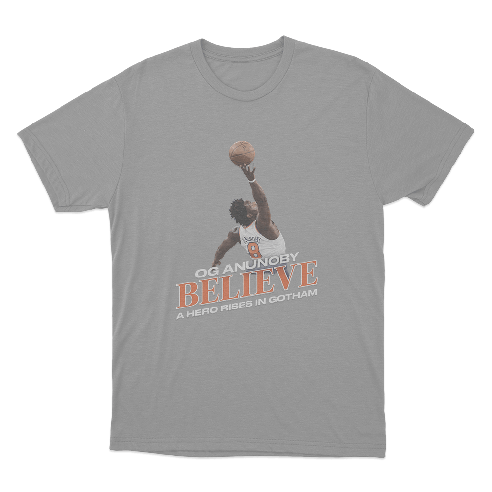 OG Anunoby Believe Hero Rises Unisex T Shirt Grey OG Anunoby Believe Hero Rises Unisex T Shirt Grey